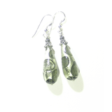 Murano Glass Gray Dot Teardrop Sterling Silver Earrings - JKC Murano