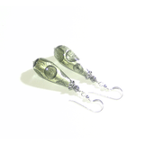 Murano Glass Gray Dot Teardrop Sterling Silver Earrings - JKC Murano