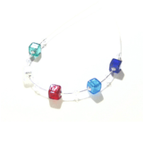 Murano Glass Multi Colored Cube Silver Necklace, Illusion Necklace - JKC Murano