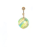 Murano Italian Glass Lime Green Aqua Gold Earrings, Clip Ons - JKC Murano