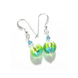 Murano Glass Aqua Green Crystal Silver Earrings - JKC Murano