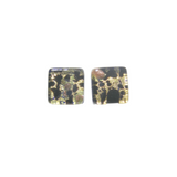 Murano Glass Black Green Gold Square Cuff Links - JKC Murano