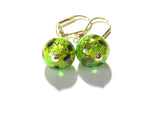 Murano Glass Green Ball Gold Earrings - JKC Murano