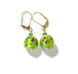 Murano Glass Green Ball Gold Earrings - JKC Murano