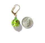 Murano Glass Green Ball Gold Earrings - JKC Murano