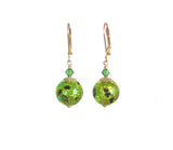 Murano Glass Green Ball Gold Earrings - JKC Murano