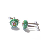 Colorful Green Murano Glass Millefiori Cuff Links, Italian Glass Jewelry - JKC Murano