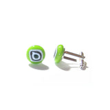 Lime Green Bulls Eye Millefiori Cuff Links, Murano Glass Jewelry - JKC Murano