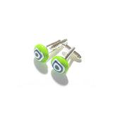 Lime Green Bulls Eye Millefiori Cuff Links, Murano Glass Jewelry - JKC Murano