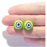 Lime Green Bulls Eye Millefiori Cuff Links, Murano Glass Jewelry - JKC Murano