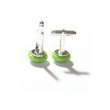 Lime Green Bulls Eye Millefiori Cuff Links, Murano Glass Jewelry - JKC Murano