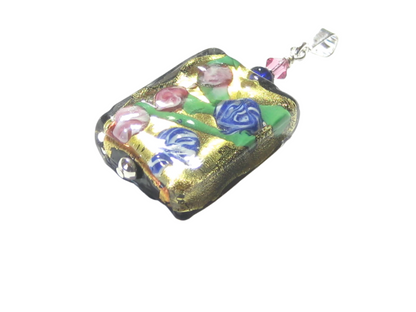 Murano Glass Colorful Millefiori Black Pendant - JKC Murano