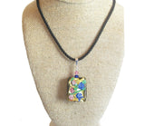 Murano Glass Colorful Millefiori Black Pendant - JKC Murano