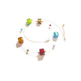 Murano Glass Colorful Large Cube Gold Necklace - JKC Murano