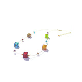 Murano Glass Colorful Large Cube Gold Necklace - JKC Murano