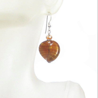 Murano Glass Large Topaz Twist Sterling Silver Earrings, Venetian Jewelry - JKC Murano