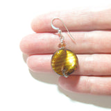 Murano Glass Large Topaz Twist Sterling Silver Earrings, Venetian Jewelry - JKC Murano