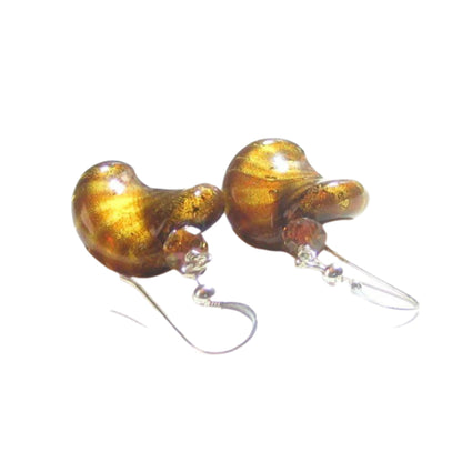 Murano Glass Large Topaz Twist Sterling Silver Earrings, Venetian Jewelry - JKC Murano