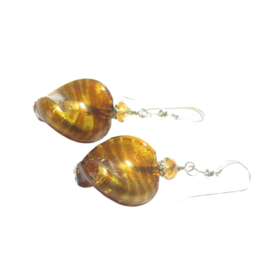 Murano Glass Large Topaz Twist Sterling Silver Earrings, Venetian Jewelry - JKC Murano