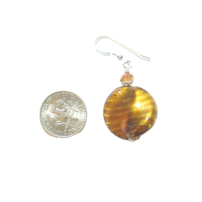 Murano Glass Large Topaz Twist Sterling Silver Earrings, Venetian Jewelry - JKC Murano