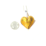 Murano Glass Topaz Amber Puffy Heart Pendant - JKC Murano