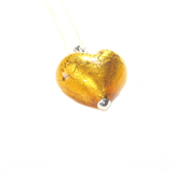 Murano Glass Topaz Amber Puffy Heart Pendant - JKC Murano