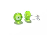 Millefiori Lime Green Sterling Silver Post Earrings, Stud Earrings - JKC Murano