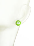 Millefiori Lime Green Sterling Silver Post Earrings, Stud Earrings - JKC Murano