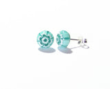 Murano Millefiori Sea Green Sterling Silver Post Earrings, Studs - JKC Murano