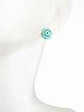 Murano Millefiori Sea Green Sterling Silver Post Earrings, Studs - JKC Murano