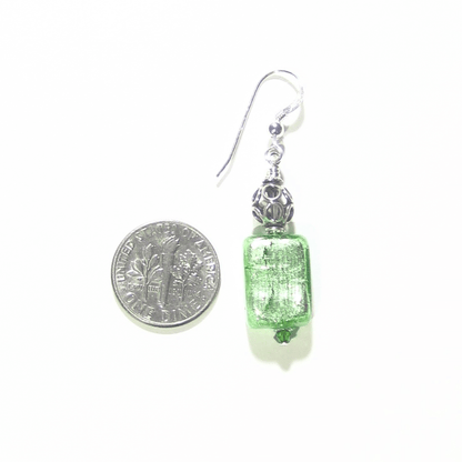 Murano Glass Mint Green Rectangle Silver Earrings by JKC Murano - JKC Murano