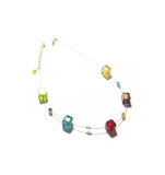 Murano Glass Colorful Cube Gold Necklace by JKC Murano - JKC Murano