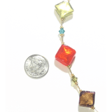 Murano Glass Colorful Diamond Fall Colors Gold Necklace - JKC Murano