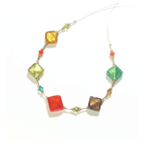 Murano Glass Colorful Diamond Fall Colors Gold Necklace - JKC Murano