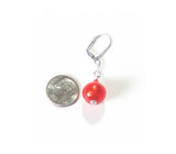 Murano Glass Vibrant Orange Ball Silver Earrings - JKC Murano