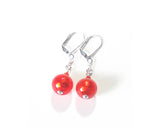 Murano Glass Vibrant Orange Ball Silver Earrings - JKC Murano
