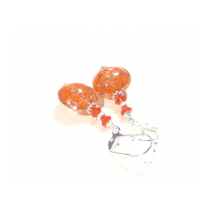Murano Glass Orange Disc Sterling Silver Earrings by JKC Murano - JKC Murano