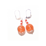 Murano Glass Orange Disc Sterling Silver Earrings by JKC Murano - JKC Murano