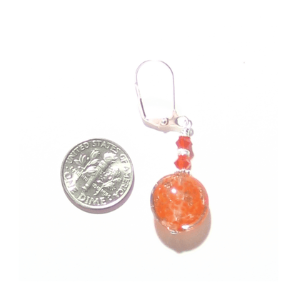 Murano Glass Orange Disc Sterling Silver Earrings by JKC Murano - JKC Murano