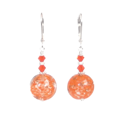 Murano Glass Orange Disc Sterling Silver Earrings by JKC Murano - JKC Murano