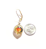 Murano Glass Orange Dot Black Gold Earrings, Leverback Earrings - JKC Murano