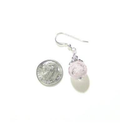 Murano Glass Pale Purple Ball Sterling Silver Earrings - JKC Murano