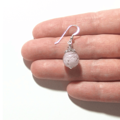 Murano Glass Pale Purple Ball Sterling Silver Earrings - JKC Murano