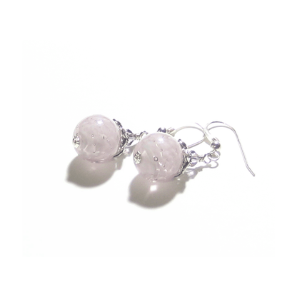 Murano Glass Pale Purple Ball Sterling Silver Earrings - JKC Murano