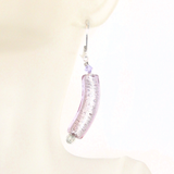 Murano Glass Pale Purple Curved Tube Silver Earrings by JKC Murano - JKC Murano