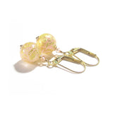 Italian Murano Glass Peach Cadora Gold Earrings, Gold Filled Leverbacks - JKC Murano