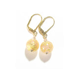 Italian Murano Glass Peach Cadora Gold Earrings, Gold Filled Leverbacks - JKC Murano