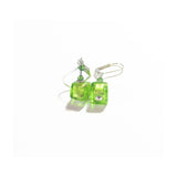 Murano Glass Lime Green Cube Sterling Silver Earrings - JKC Murano