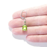 Murano Glass Lime Green Cube Sterling Silver Earrings - JKC Murano