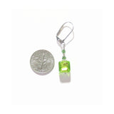 Murano Glass Lime Green Cube Sterling Silver Earrings - JKC Murano